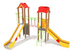 Set cu două turnuri cu podeț pentru loc de joacă - BGL-00812