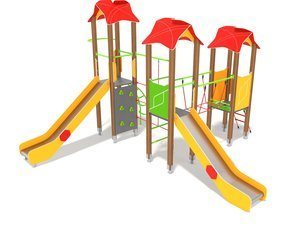 Set cu trei turnuri cu tobogane pentru loc de joacă - BGL-00813