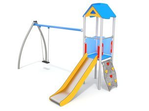 Turn cu tobogan și leagăn pentru loc de joacă - BGL-1123