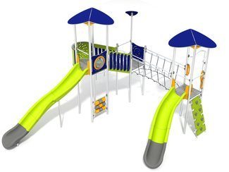 Set cu trei turnuri cu tobogan și podeț pentru loc de joacă - BGL-1713 inox imagine principala