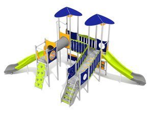 Set cu patru turnuri cu tobogan și podeț pentru loc de joacă - BGL-1716 inox