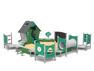 Groapă de nisip mare cu căsuță din materiale reciclate - BGL-7043 RECYCLED