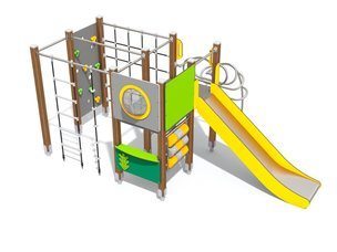 Structură de cățărare tip junglă cu tobogan pentru loc de joacă - BGL-8067