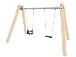 Leagăn dublu din salcâm pentru loc de joacă - BGL-8103 imagine principala