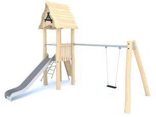 Tobogan cu leagăn din salcâm pentru loc de joacă - BGL-8166