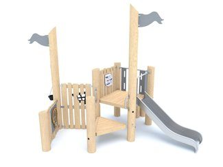 Căsuță cu tobogan din salcâm pentru loc de joacă - BGL-8170 imagine principala