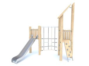 Set cu două turnuri cu structură de frânghii din salcâm pentru loc de joacă - BGL-8174