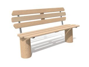 Bancă urbană cu spătar din salcâm - BGL-8302