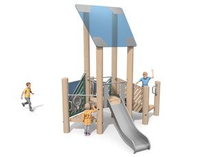 Set de joacă din lemn de salcâm cu tobogan destinat locului de joacă - BGL-8361