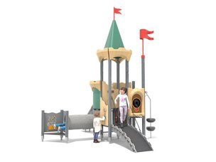 Castel cu un turn pentru loc de joacă cu tobogan și tunel - BGL-8605