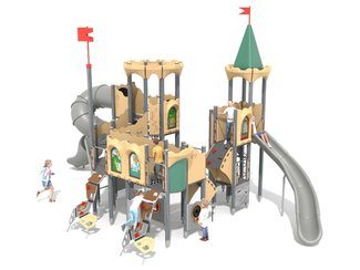 Castel cu două turnuri pentru loc de joacă cu tobogane - BGL-8618 imagine principala