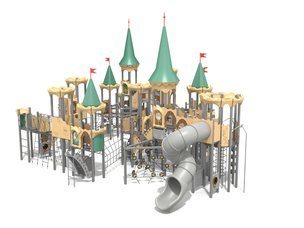 Castel pentru loc de joacă cu tobogane și structură de frânghii - BGL-8619-4-11II25-1B
