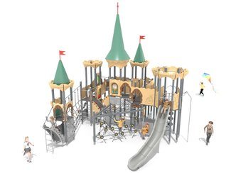 Castel cu cinci turnuri pentru loc de joacă cu tobogane și structură de frânghii - BGL-8619 imagine principala