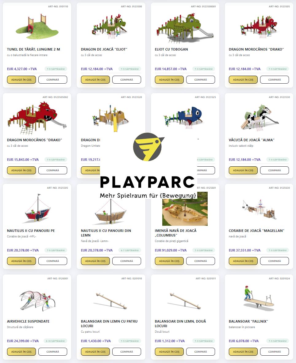 Modul căutare Echipamente de Joacă și fitness Playparc
